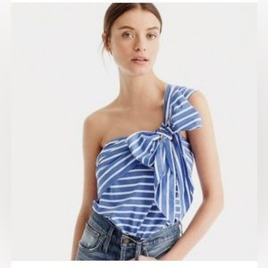 J.Crew One Shoulder Bow Front Stripe Top